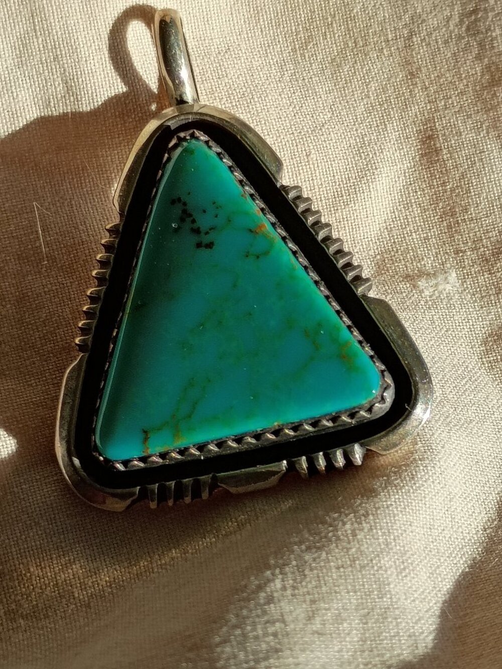 Will Denetdale handcrafted authentic Navajo American Turquoise Sterling Pendant